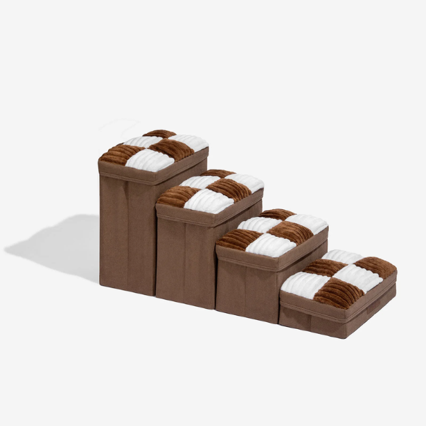 Escalier pour chien à carreaux damier amovible, fabriqué à la main, avec rangement - Marches pliables