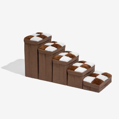 Escalier pour chien à carreaux damier amovible, fabriqué à la main, avec rangement - Marches pliables