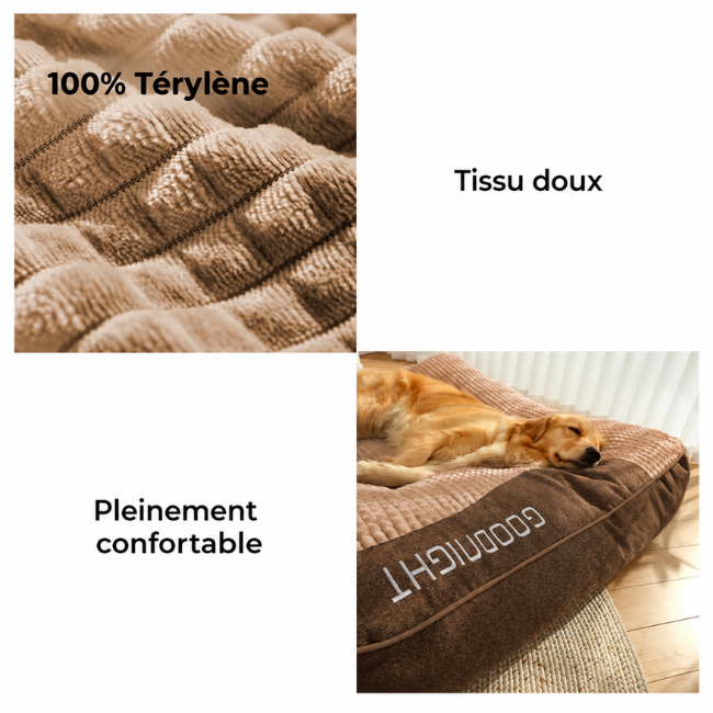 Grand coussin orthopédique extra doux et large résistant aux griffures