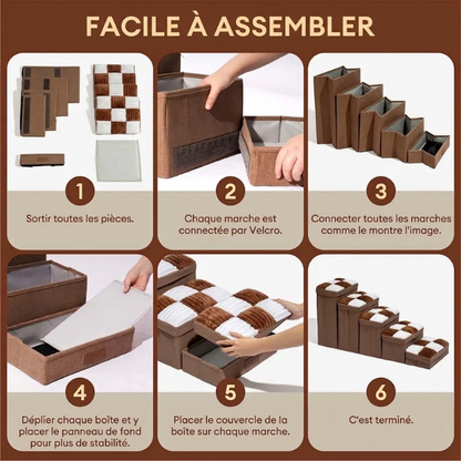 Escalier pour chien à carreaux damier amovible, fabriqué à la main, avec rangement - Marches pliables
